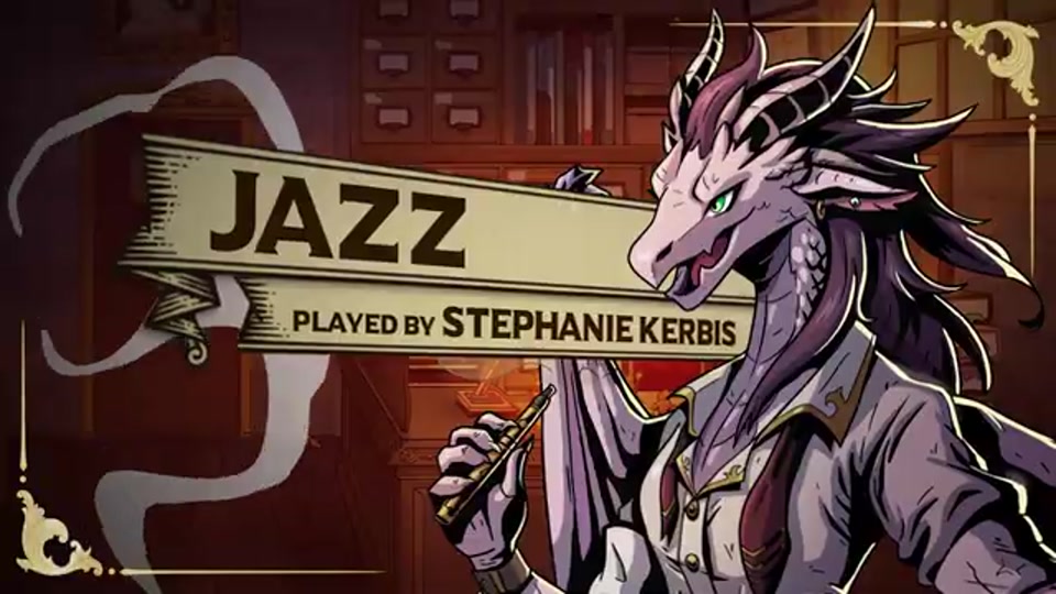 Jazz's official named character card from the Ledgerbound Party and Cast Reveal trailer