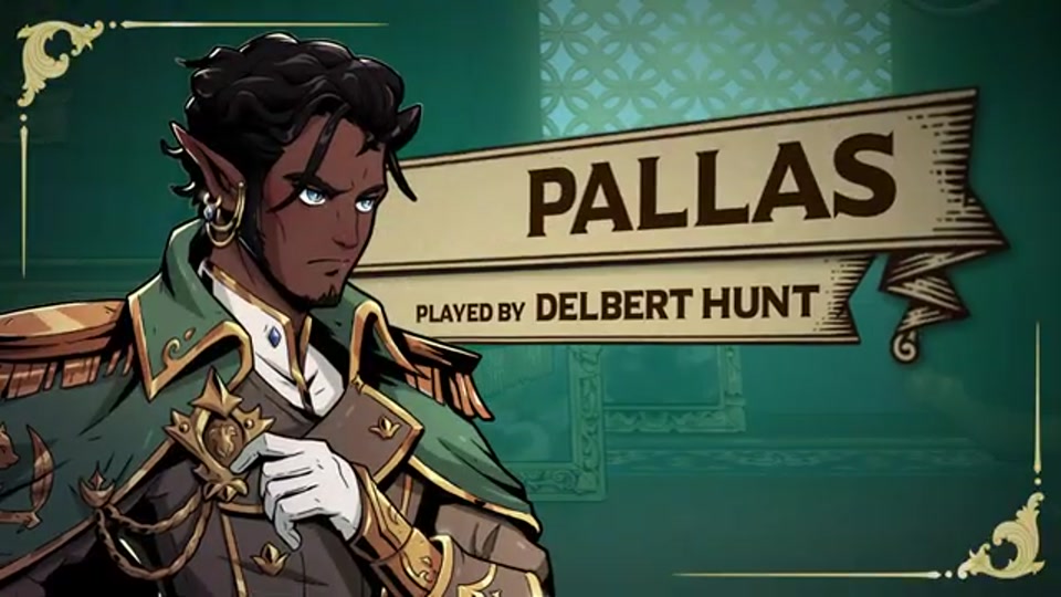 Pallas's official named character card from the Ledgerbound Party and Cast Reveal trailer